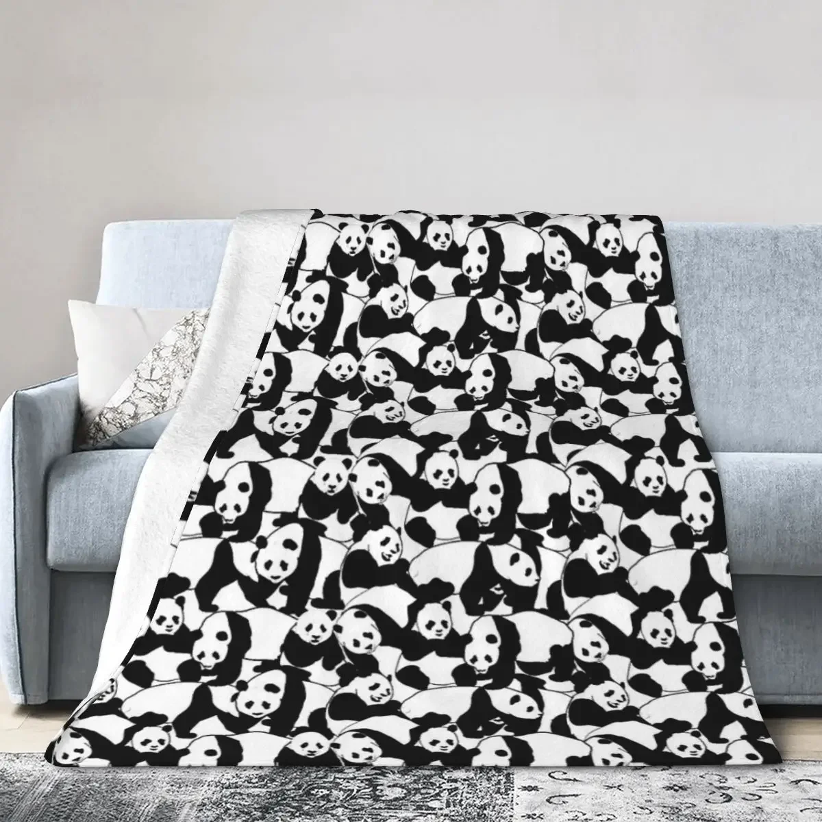 

Panda Pattern Blanket Soft Warm Flannel Throw Blanket Bedspread for Bed Living room Picnic Travel Home Sofa
