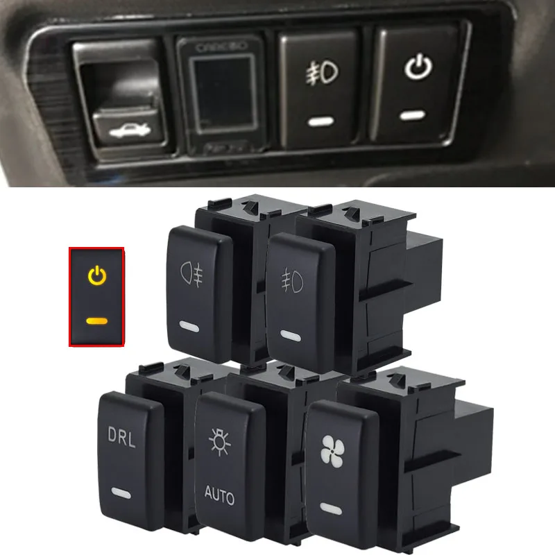 Car Front Rear Fog Drl Headlight Fan Button Switch With Connecting Wire