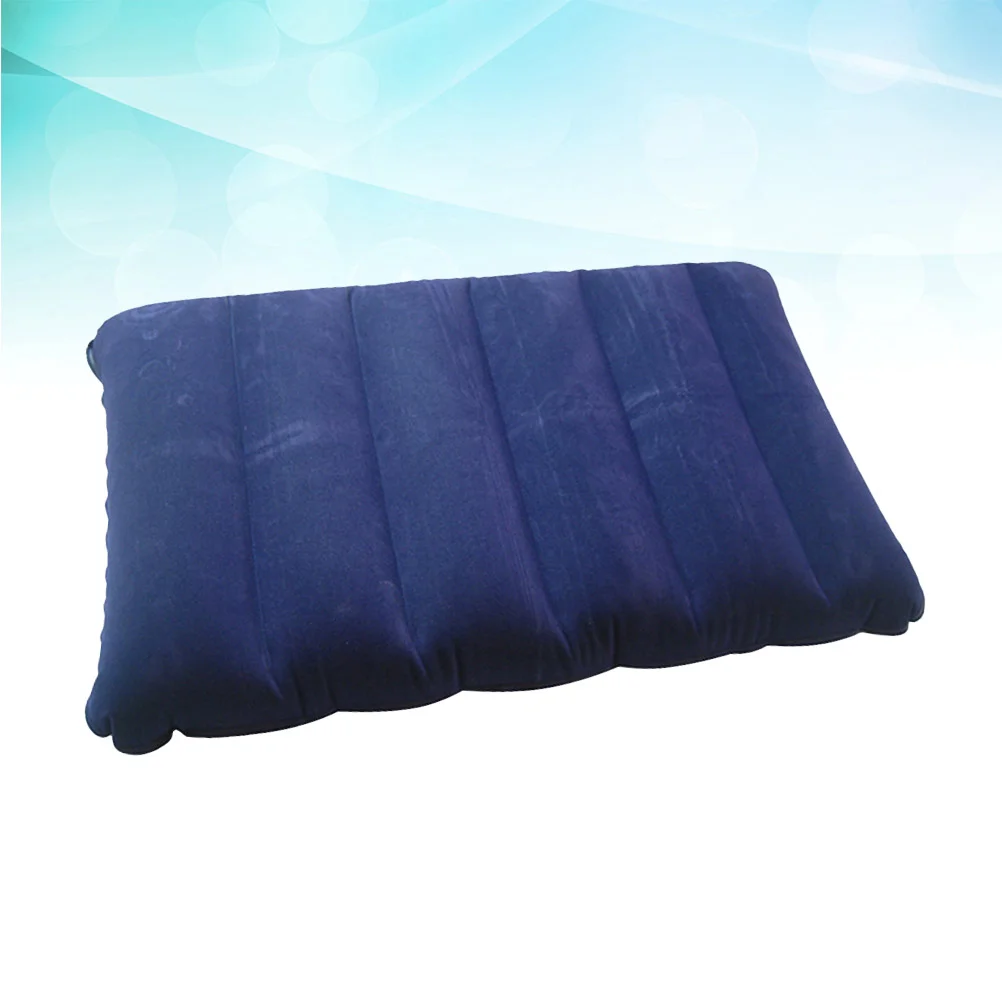 Inflatable Travel Neck Pillow Outdoor PVC Flocking Pillows Mattress Blue Inflation Cushion 4