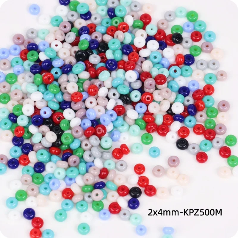 2x4mm 단색 유리 주판 구슬 카드 4mm 수제 도넛 비즈 스페이서 DIY 엮은 구슬 루즈 비즈 재료 패키지