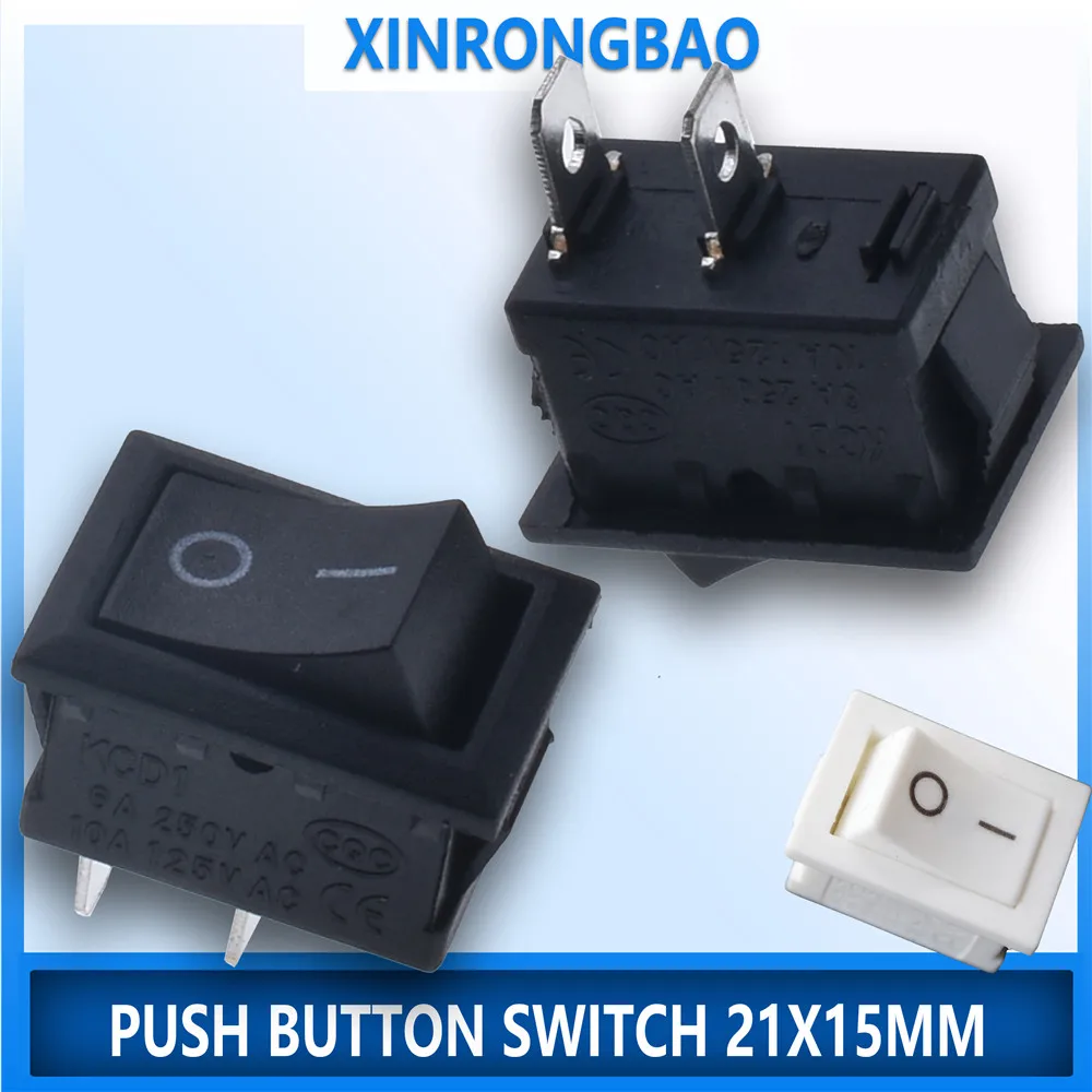 5-10Pcs-Push-Button-Switch-21x15mm-SPST-2Pin-6A-250V-KCD1-Snap-in-on ...