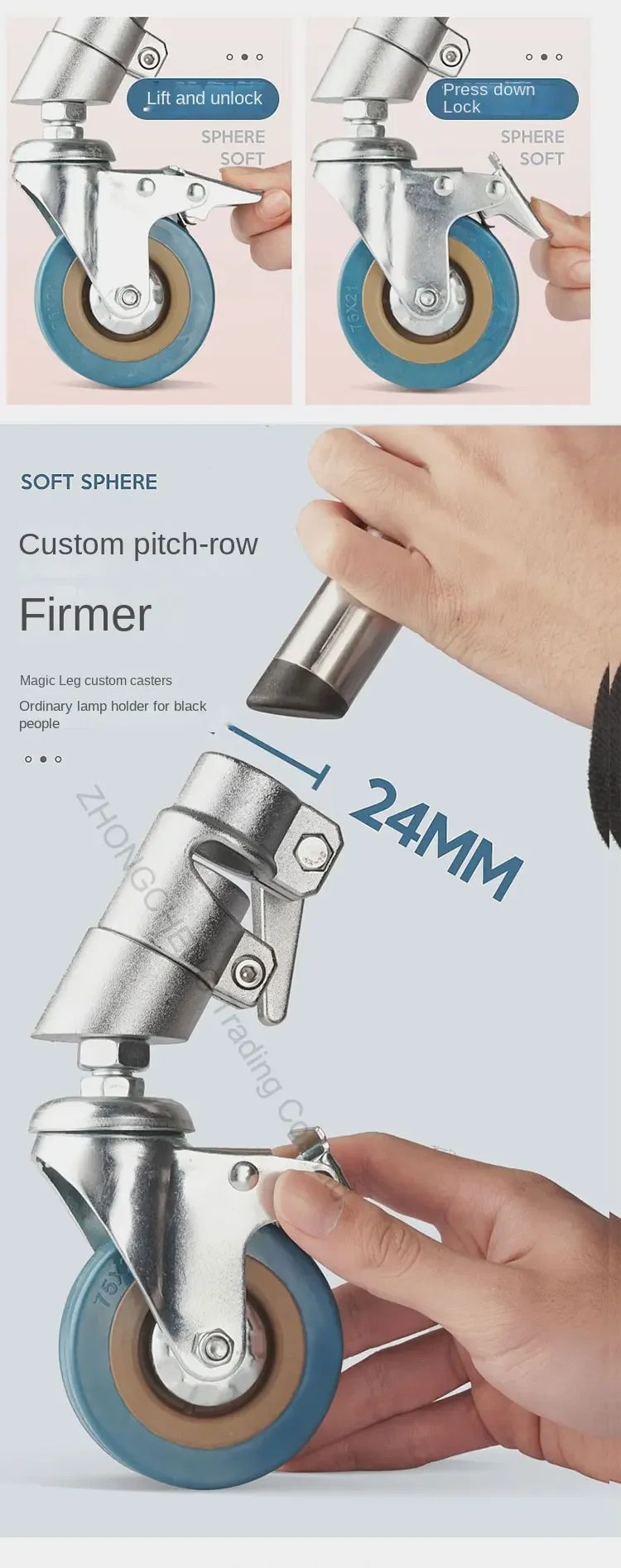 New 220v Photography Magic Leg Universal Caster C-Frame Wheel Studio Sleeve With