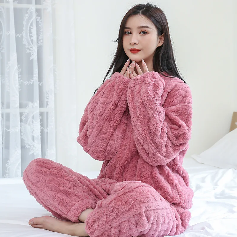Women's Winter Facecloth Pajamas Set Women's Thickened Homewear Coral Velvet Pajamas Warm Loose Casual Homewear women pajamas set women pajama suit