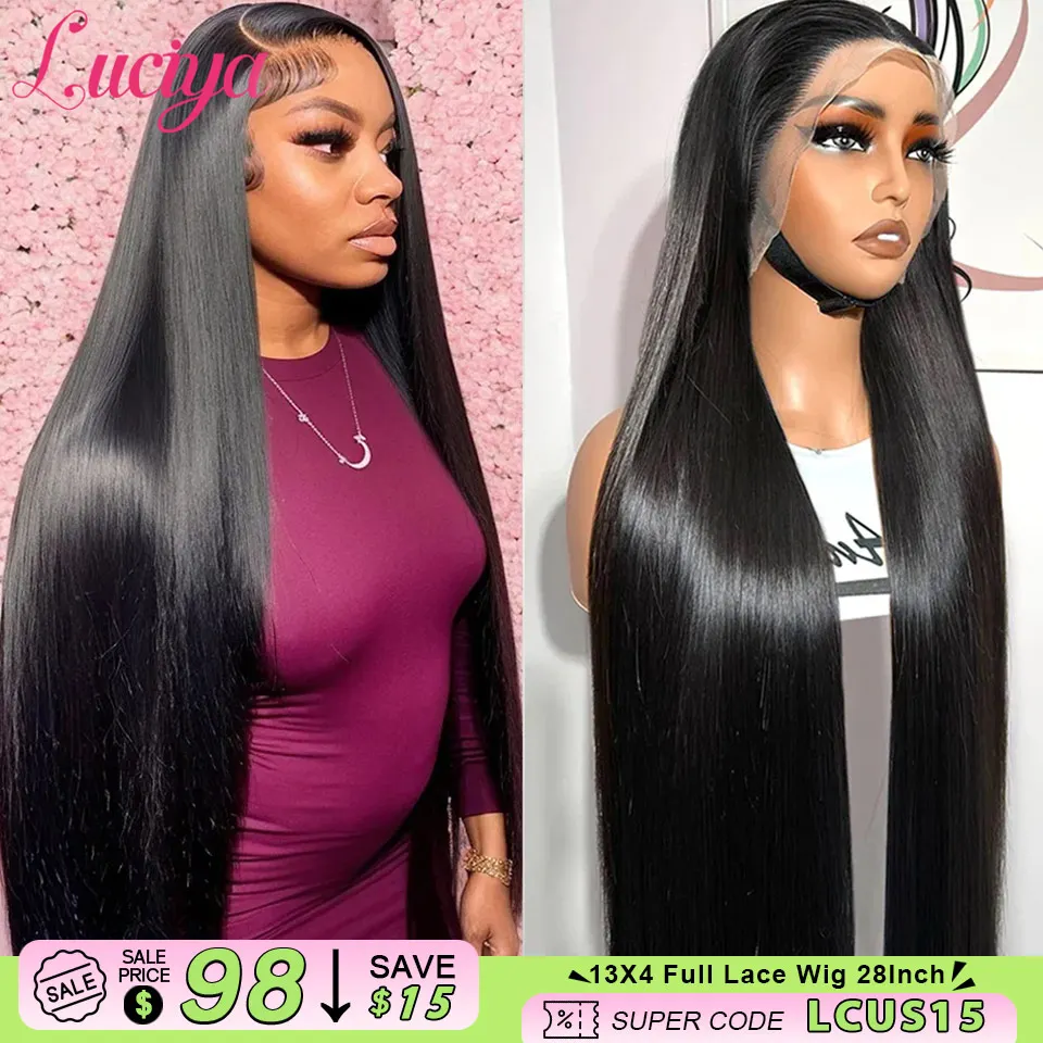 Human Hair Wigs 250% Density Straight 13x6 HD Lace Frontal Pre-Cut Lace Closure 5x5 Glueless 13x4 Front