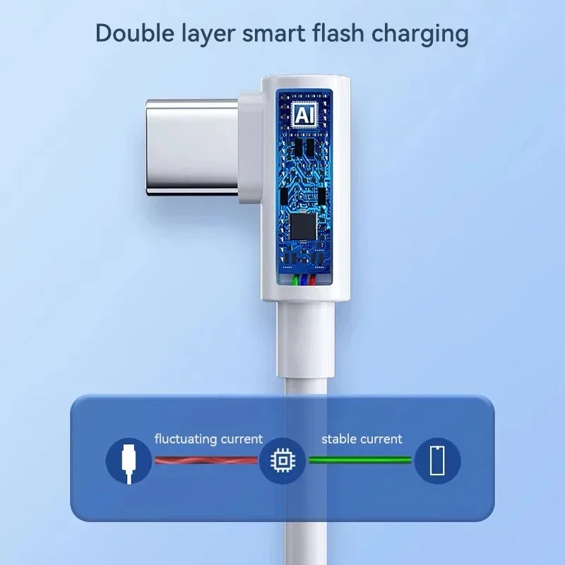 USB C Type C 67W L Bend Data Cord Fast Charging 120W Original 90 Degree Date Line 1M/1.8M 6A Elbow Fast Charging Cable