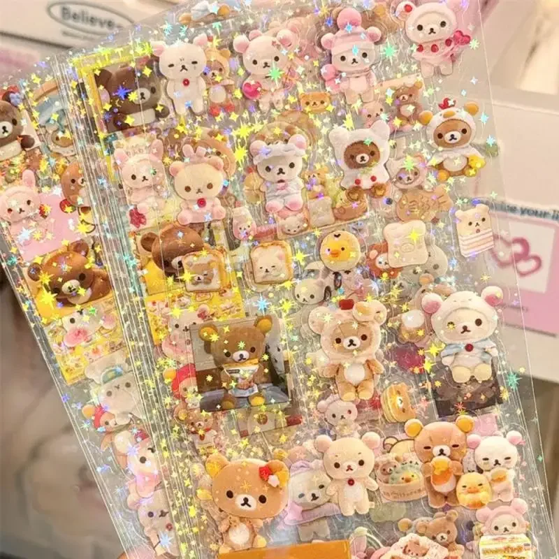 5 blätter Rilakkuma Wasserdicht Schneiden film aufkleber Hand konto materialien Wasser tasse Desktop dekoration kinder DIY Karte aufkleber – Detail 2