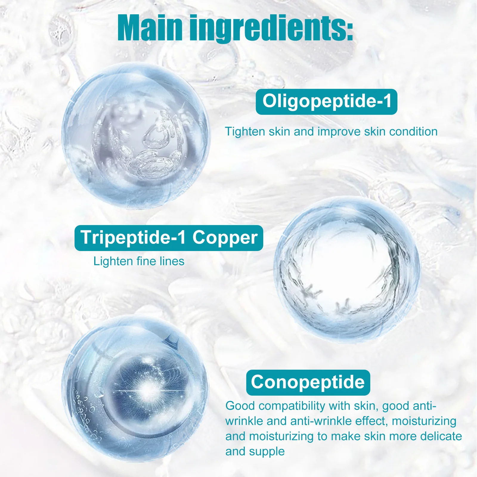 30ml Hexapeptide Anti wrinkle Essence Cono Peptide Instant Anti Aging Serum Moisturizer Nicotinamide Whitening Lighten Fine Line