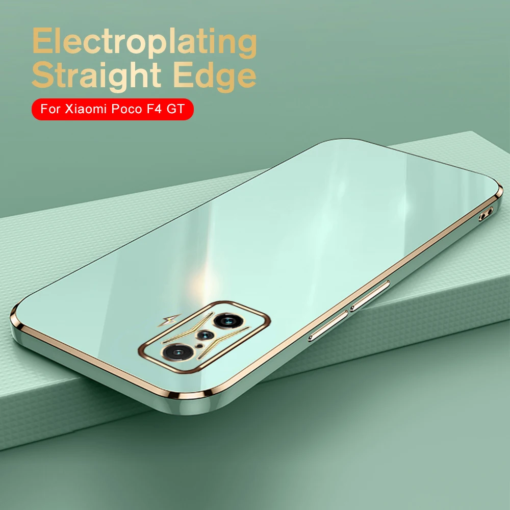 Luksuslik Plating Square Põrutuskindel TPU pehme kate Poco F4 GT 5G ümbrise kaamera kaitseks Fundas Pocco Poko Poxo F4GT Little_voghion.com