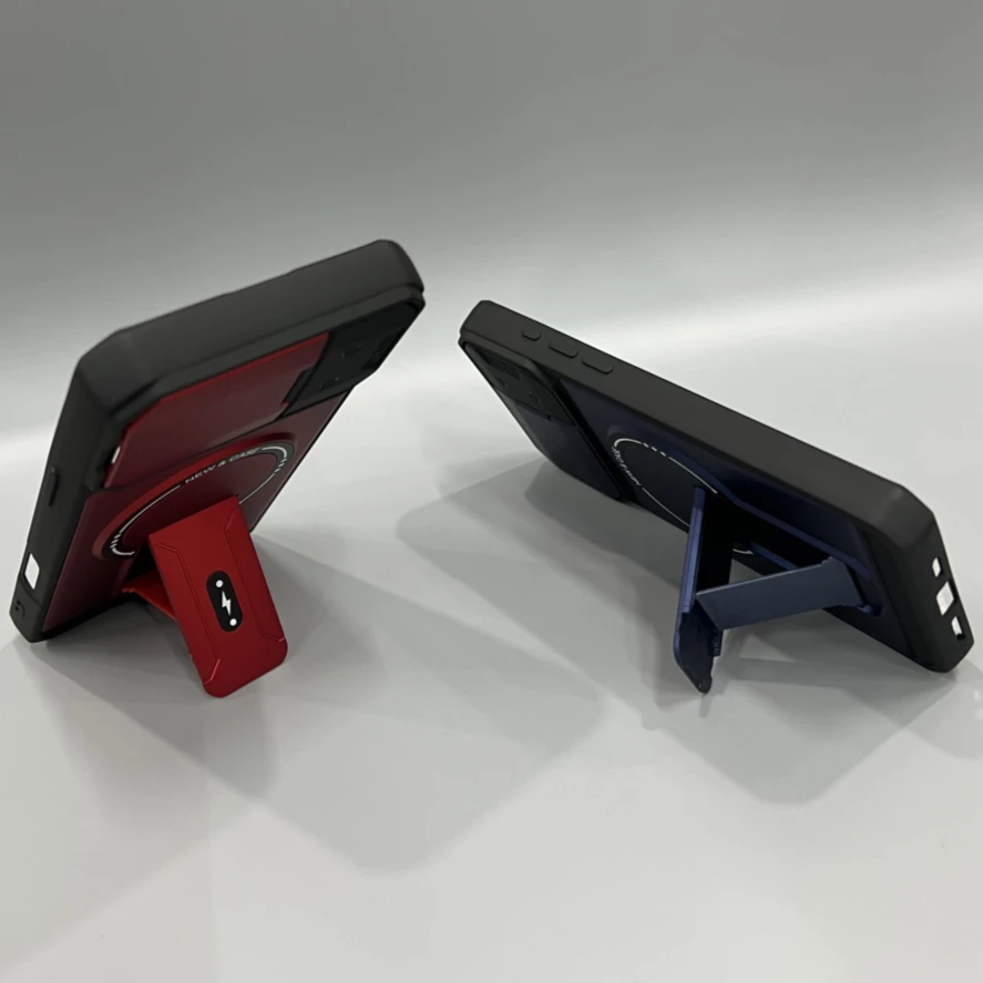 Magnetic Folding Bracket Armor Phone Case with Flip Lens Protective Stand Cover