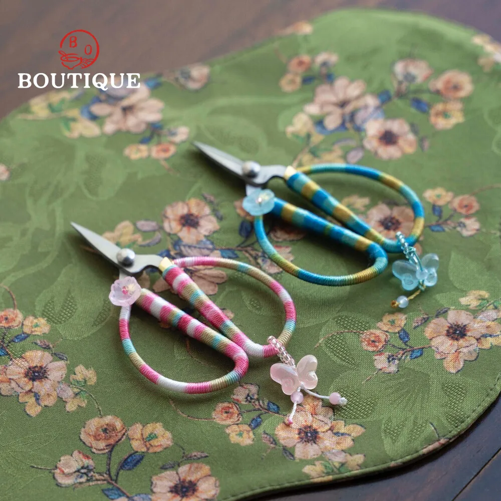 Chinese Butterfly Flower Handmade Mini Tea Scissors Tea Art Scissors Protable Knife Needles Ceremony Accessories