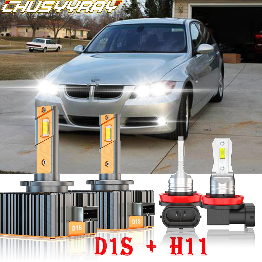 Chusyyray Led Headlight Compatibile Per Bmw 328I D1S + H11Led Headlight Hid High/Low Beam + Fendinebbia Led 4Xbulb Car Lights