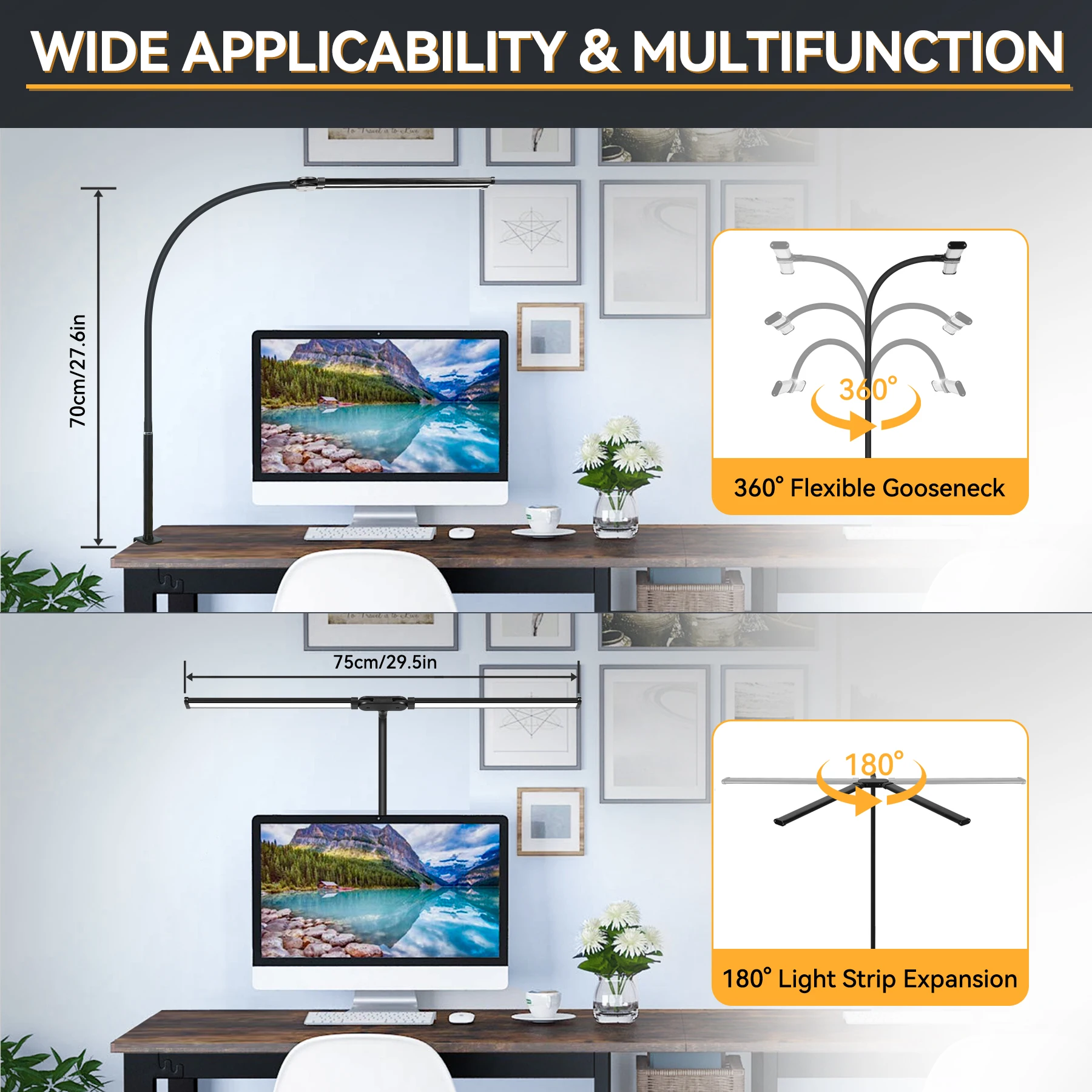 Double Head LED Desk Lamps Led Computer Monitor Light Stepless Dimmable USB Table Lamp for Office Study Reading Lighting Fixture 5