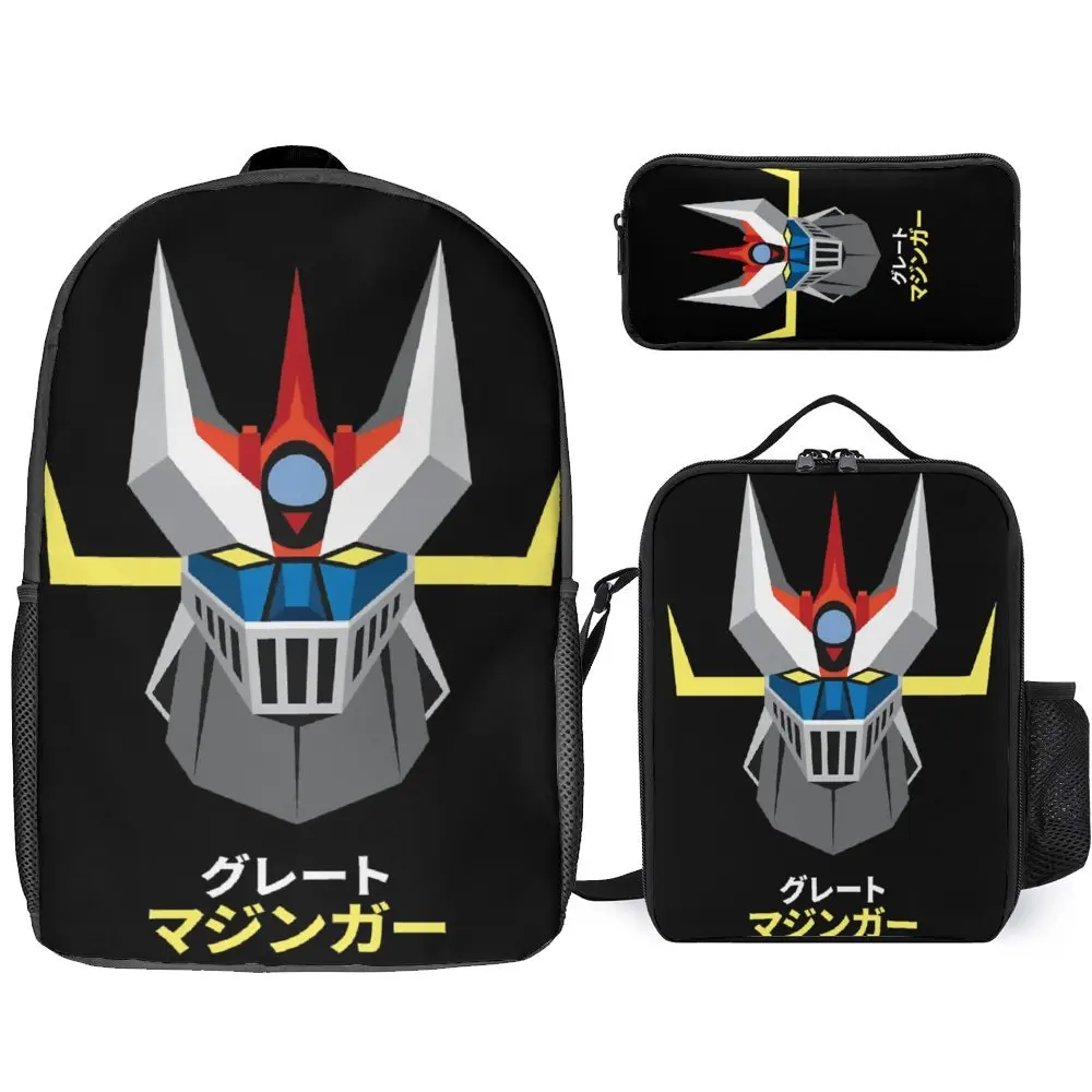 Mechas 02 Mazinger Z Steel Jeeg Robot Kotetsu Dark Great 8 3 In 1 Set 17 Pollici Zaino Lunch Bag Pen Bag Durevole Pencil Case Co