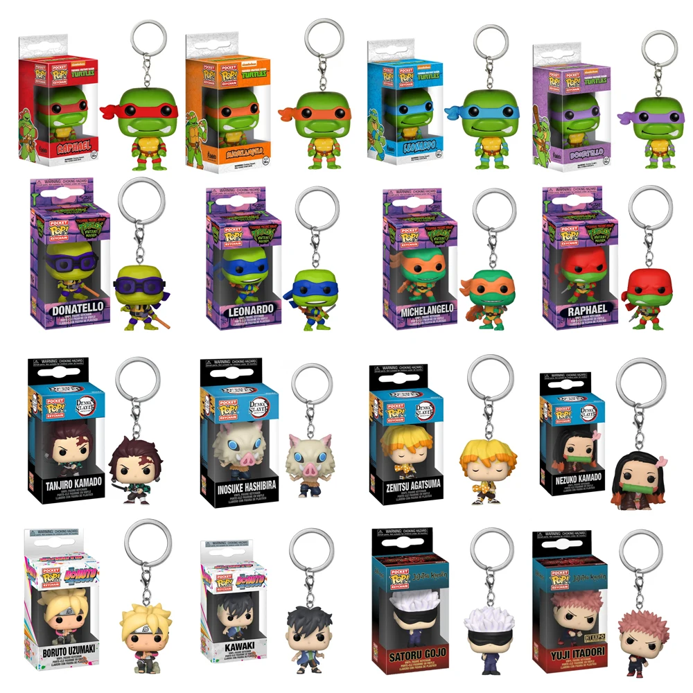 Funko Pop Portachiavi Adolescente Mutante Ninja Turtles Demon Slayer Jujutsu Kaisen Boruto Vinyl Action Figures Toys