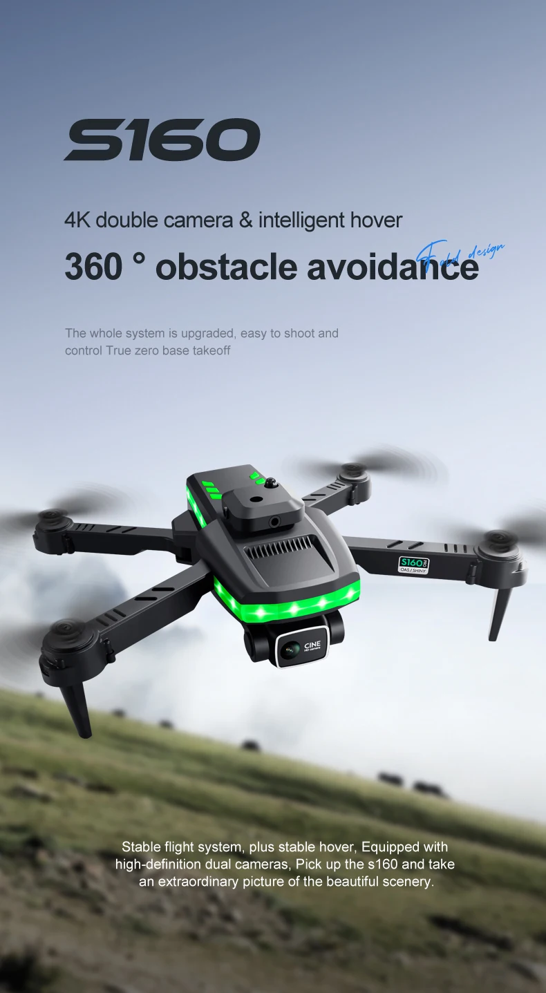 Hermoso Mini Dron Con Cámara Hd S160 De Larga Duración