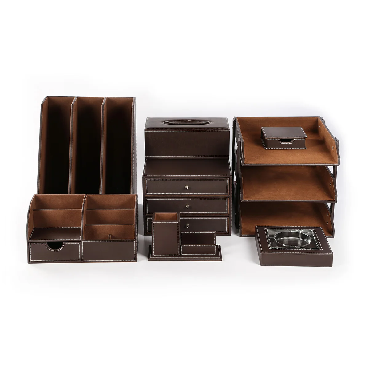 Office Accessories Desk Gift Set Card Holder Large File Rack Stationery Organizer Tissue Box Ashtray Document Tray