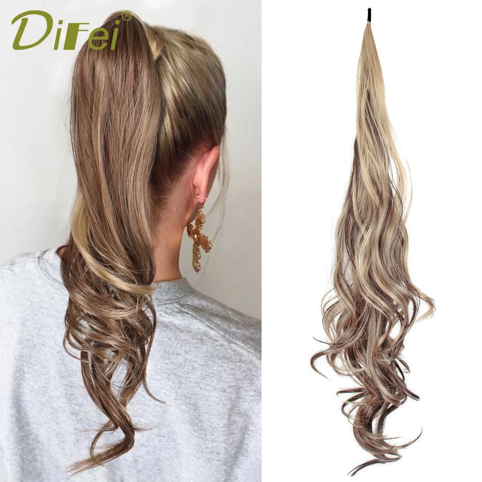 DIFEI Long Curly Synthetic 32 Inch Flexible Wrap Around Ponytail Extension For Women Steel Wire Wavy Ponytail Natural Hairpieces energetic resin magnetic flexible steel plate flex bed upgrade platform 308x174mm for anycubic photon m3 max sla 3d printer