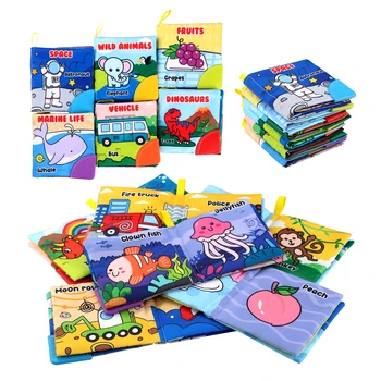 Baby Soft Cloth Books Baby Intelligence Development Learning Book with Teether Rustle Sound Cognition Educational Toys for Baby 1