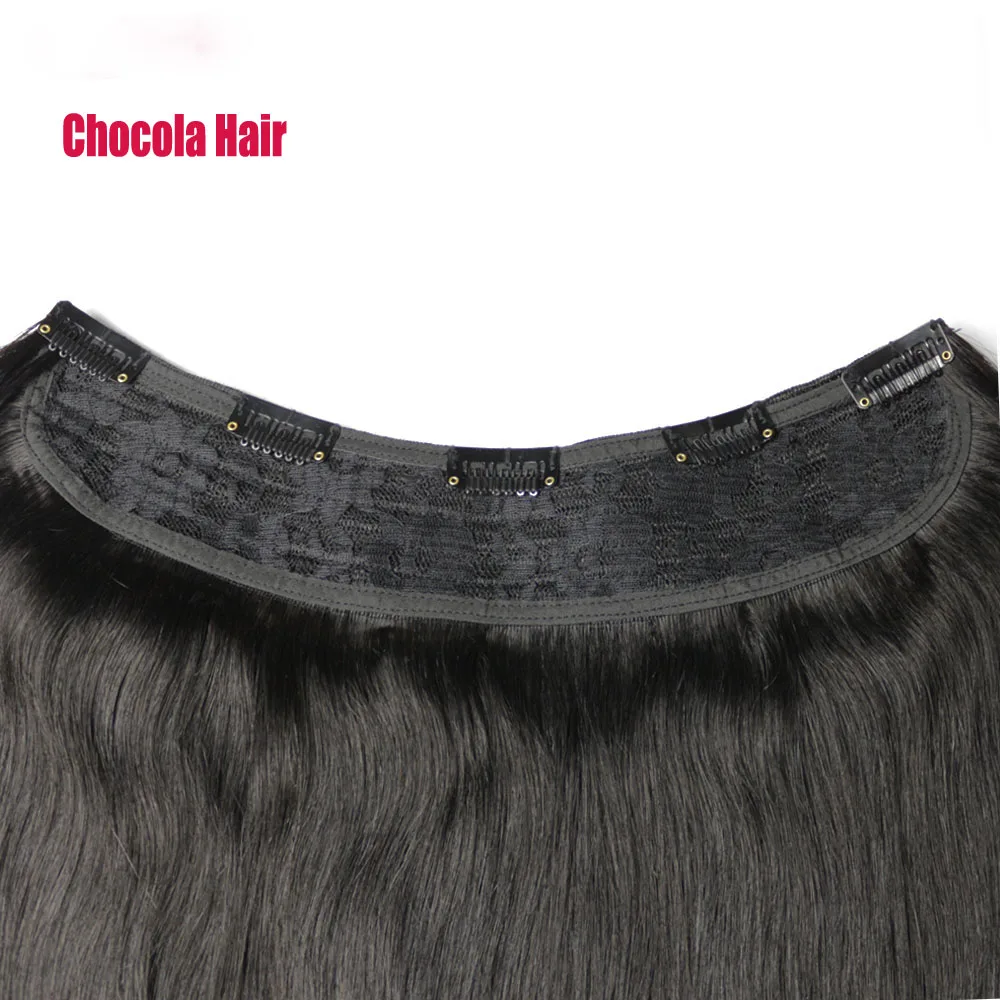 Chocala 16"-28" 100g-220g One Piece U Set With 5 Clips In Clip in Human Hair Extensions