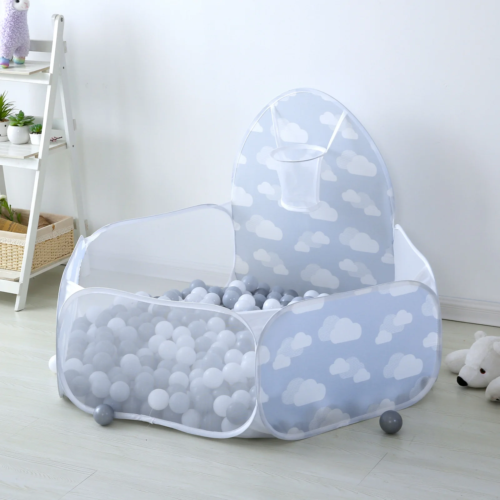 Ball Pit, Baby Pop-up Ball Pit Pool for Kids Toddlers Pets Play Tent with Hoop Indoor Outdoor Boys Girls(ball no include) 5
