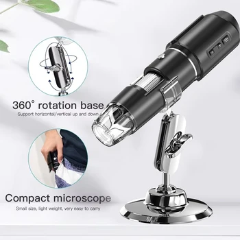 GUANMOU Microscope numérique Wifi grossissement 1600X Microscope portatif avec Support réglable pour enfants cadeaux Support IOS Android 2