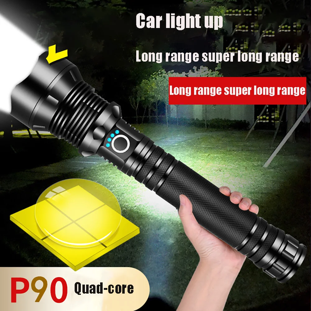 High Power Led Flashlights Mechanical Telescopic Zoom Portable Torch