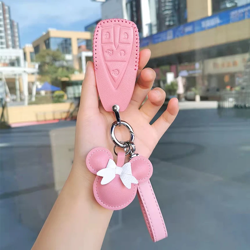 

For Changan cs75plus cs35plus Eado unit cs55plus Car Key Case Key Fob Cover Keychain Car Accessories For Girls Pink