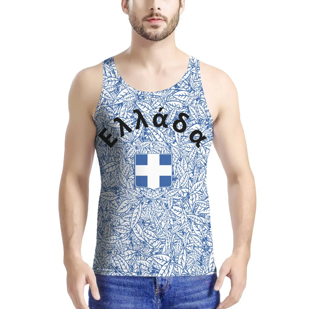 

Greece Free Custom Made Name Number Team Logo Gr Tank Tops Grc Country Travel Greek Nation Hellenic Flag Print Photo Clothes