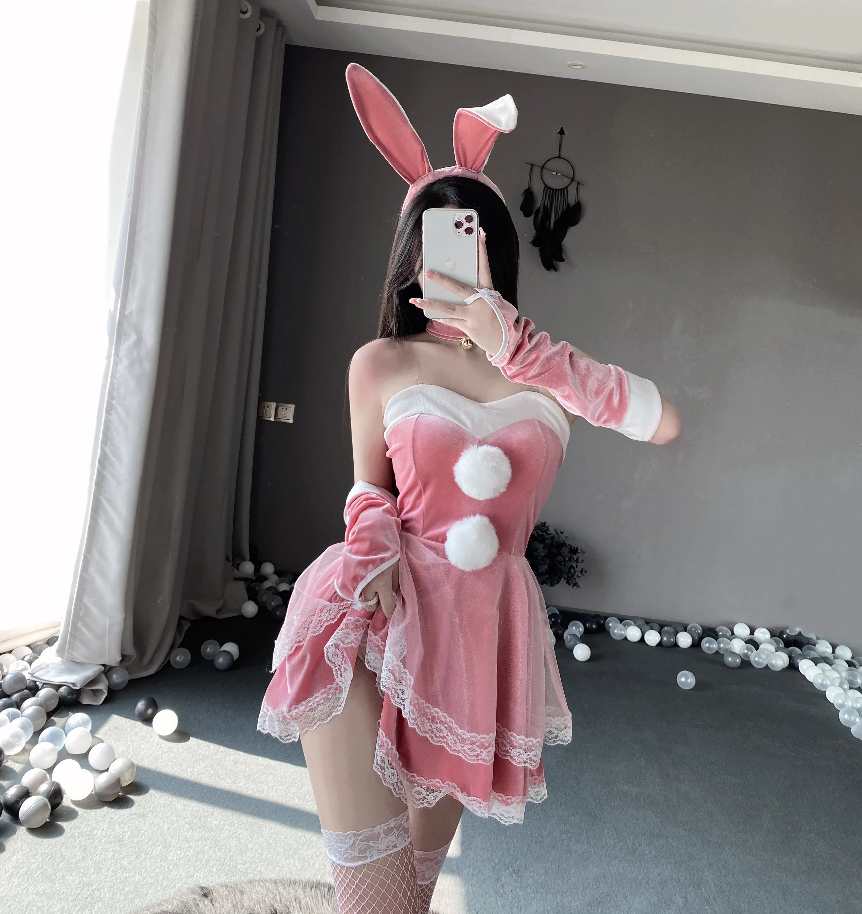 Costume Women Erotic Outfit Cosplay Christmas Bunny Girl Role Play Sex Anime Lingerie Skirt Velvet Suspender Nightdress