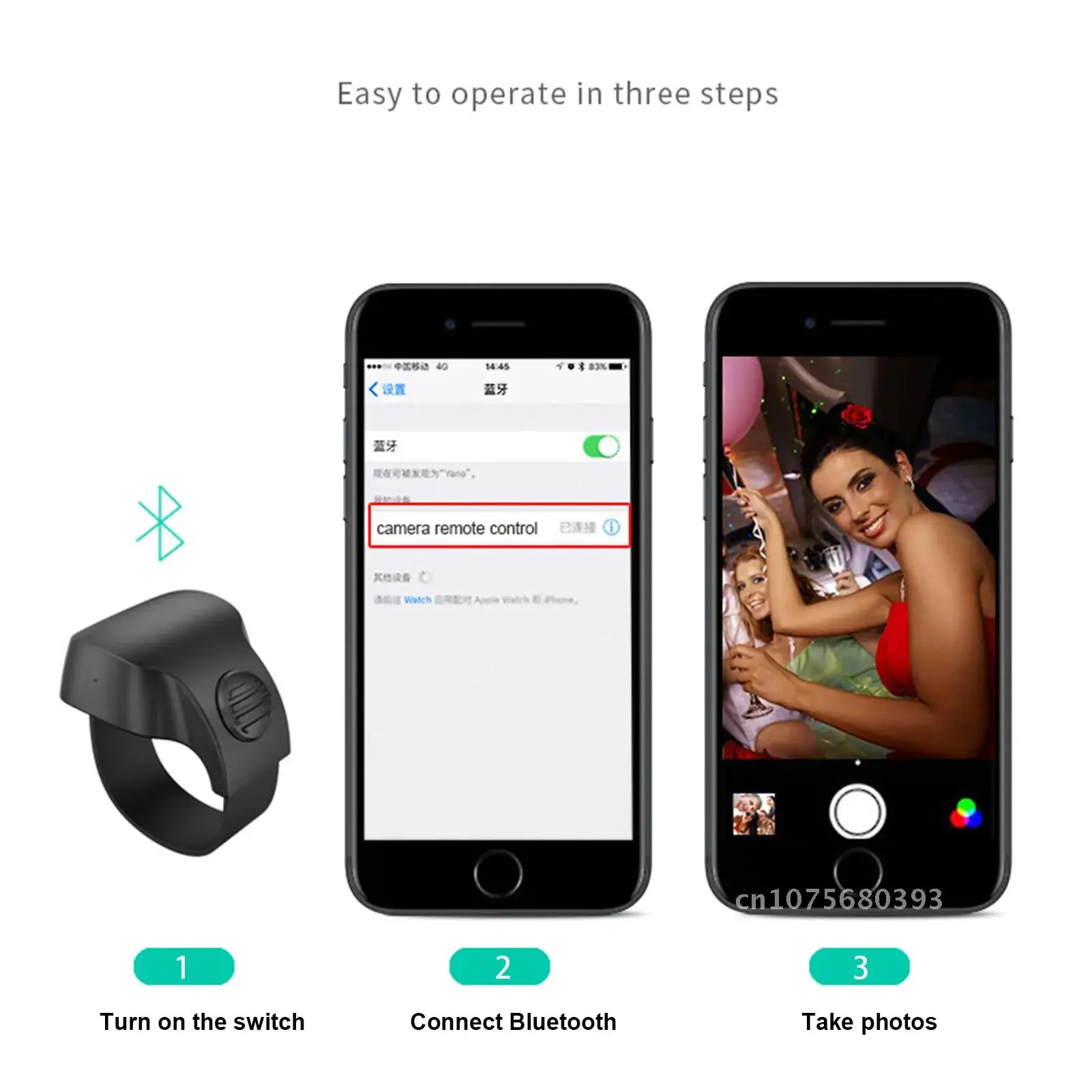 무선 블루투스 리모컨 단추 셀프 타이머 카메라 스틱, 셔터 릴리즈 휴대폰 셀카 링, iOS 안드로이드용