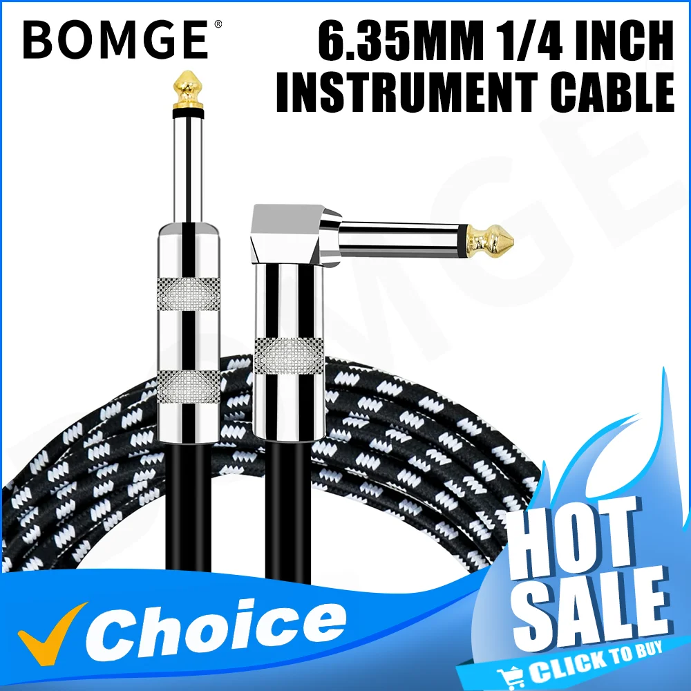 Guitar Cable 1m 3m 6m 10FT 1/4 Inch Instrument Noise Free Super Durable AMP Cord for Bass