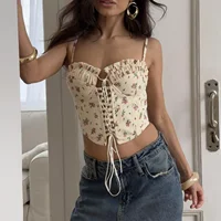 2025 Beach Bandage Women Vest Sling Hollow Out Ruffles Slash Neck Backless Sleeveless Female Top Summer Elegant Lady Blouse