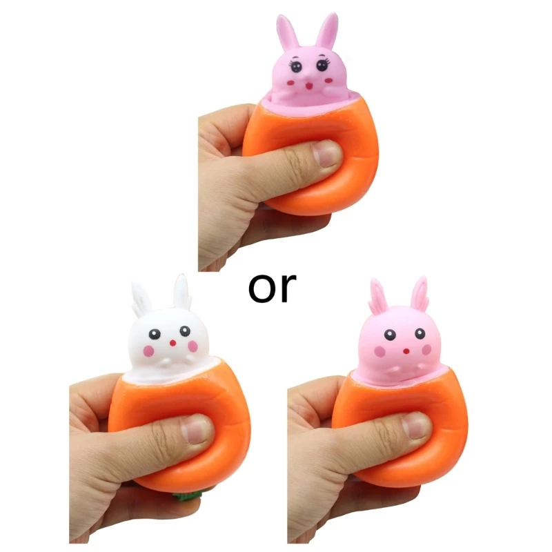 

TPR Carrot Stress Reliever Jumping-Out Squeezable Rabbit Toy for Autism