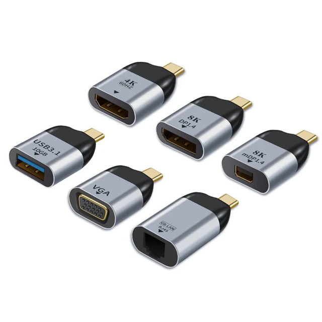 Type C to USB 3.1/HDMI-compatible/DP/VGA/Mini DP/RJ45 Adapter Plug  Converter Projection