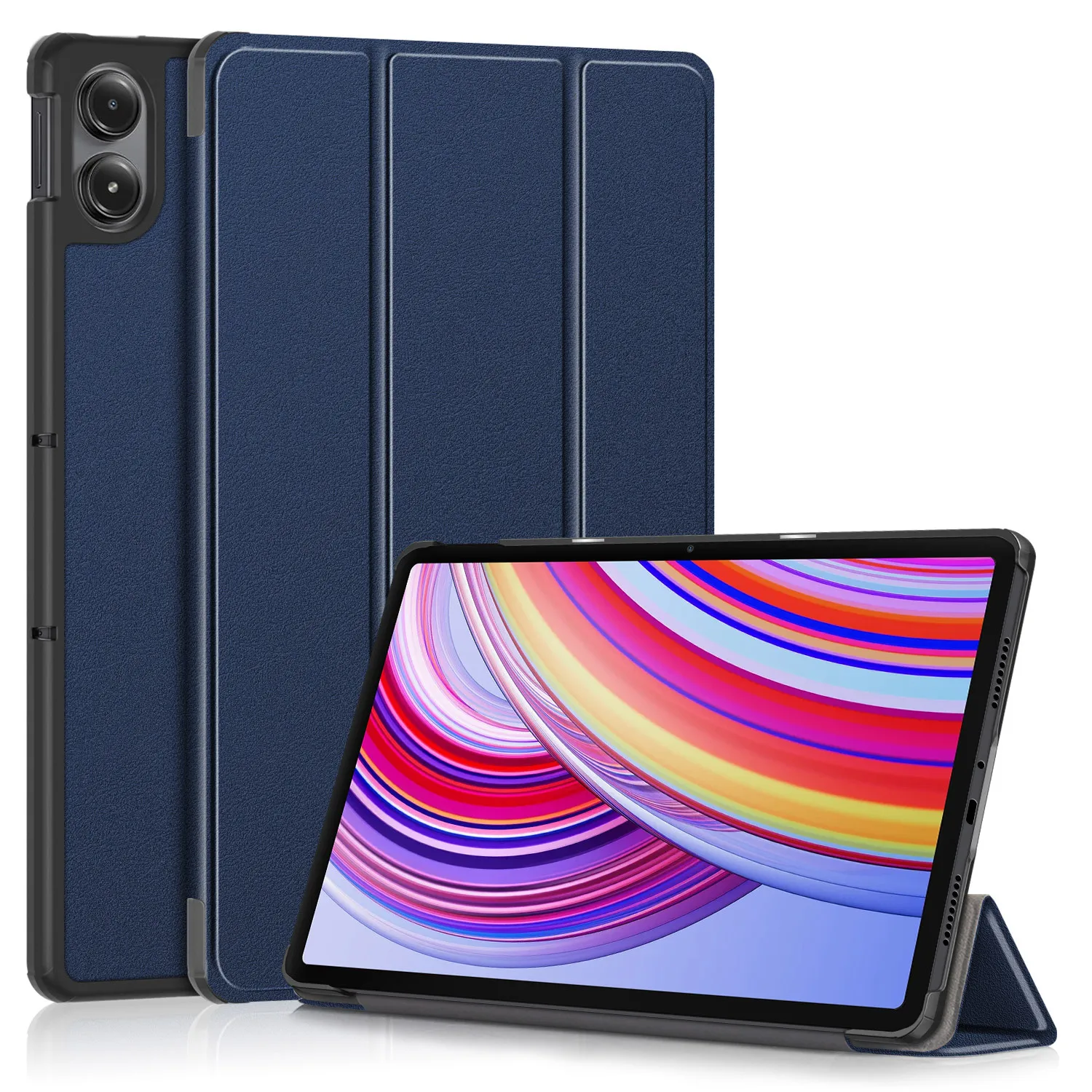 Premium PU Leather Tri-Fold Stand Tablet Case with Auto Sleep/Wake Function - Hard Back Protector