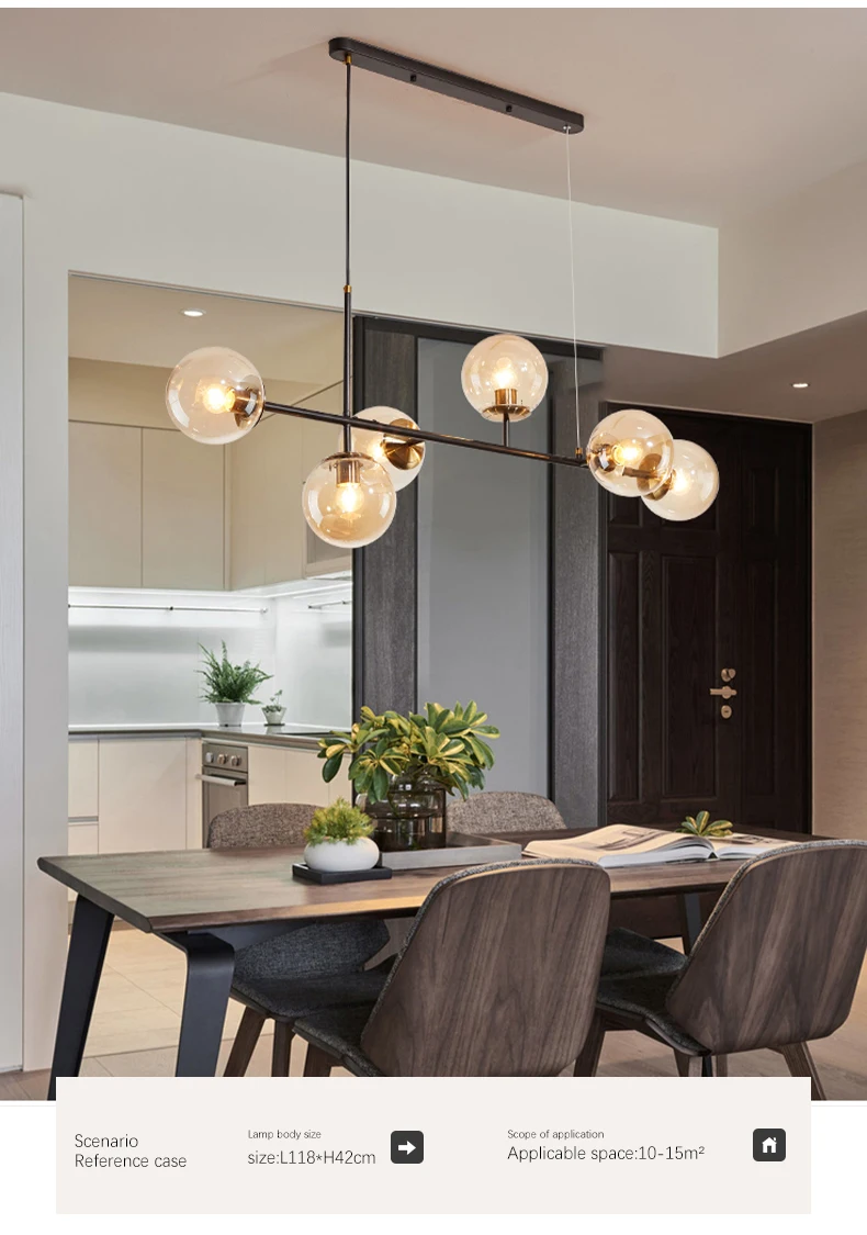 Modern Minimalist Glass Ball Chandelier