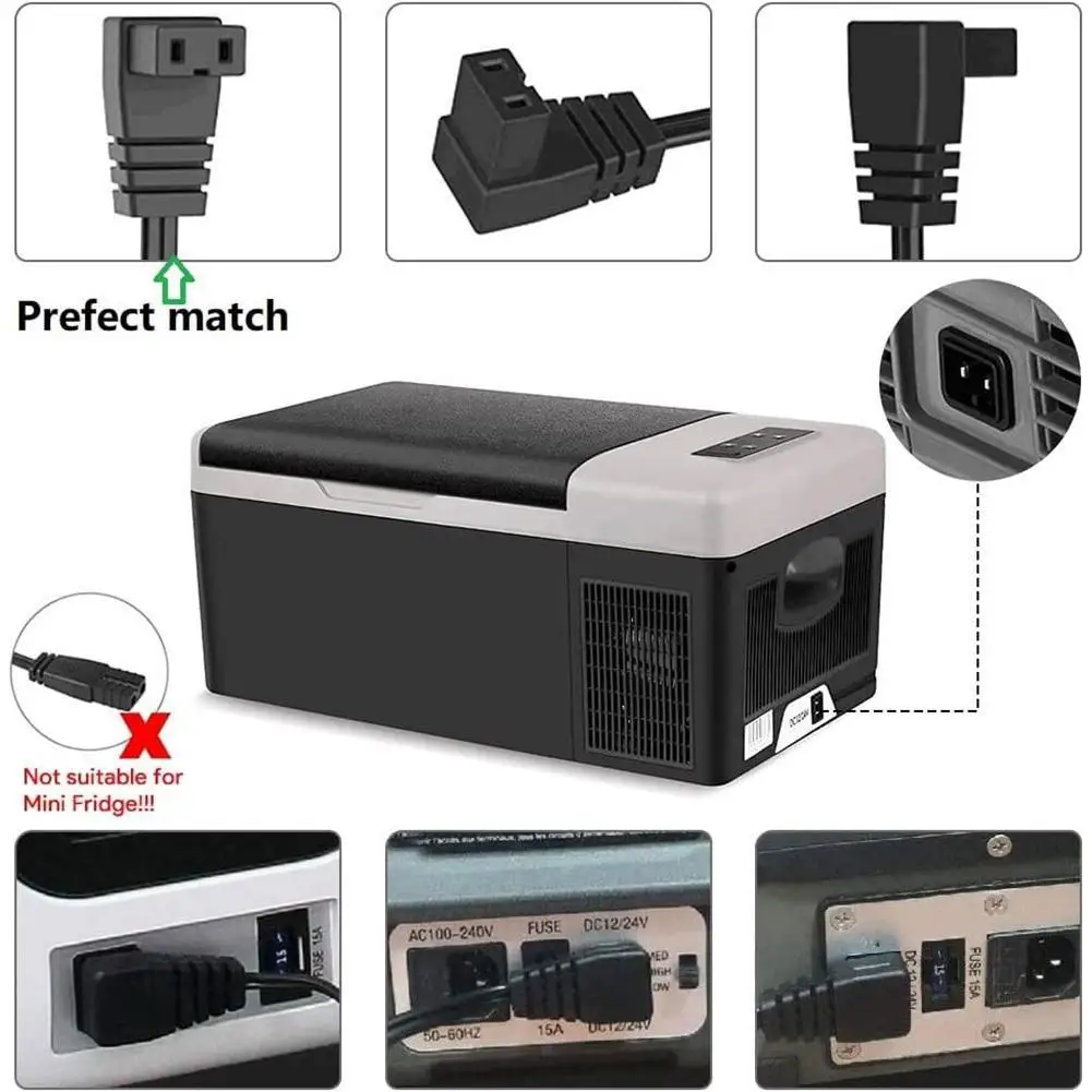 18 AWG Car Fridge Power Cord for 12V 24V Portable Refrigerators