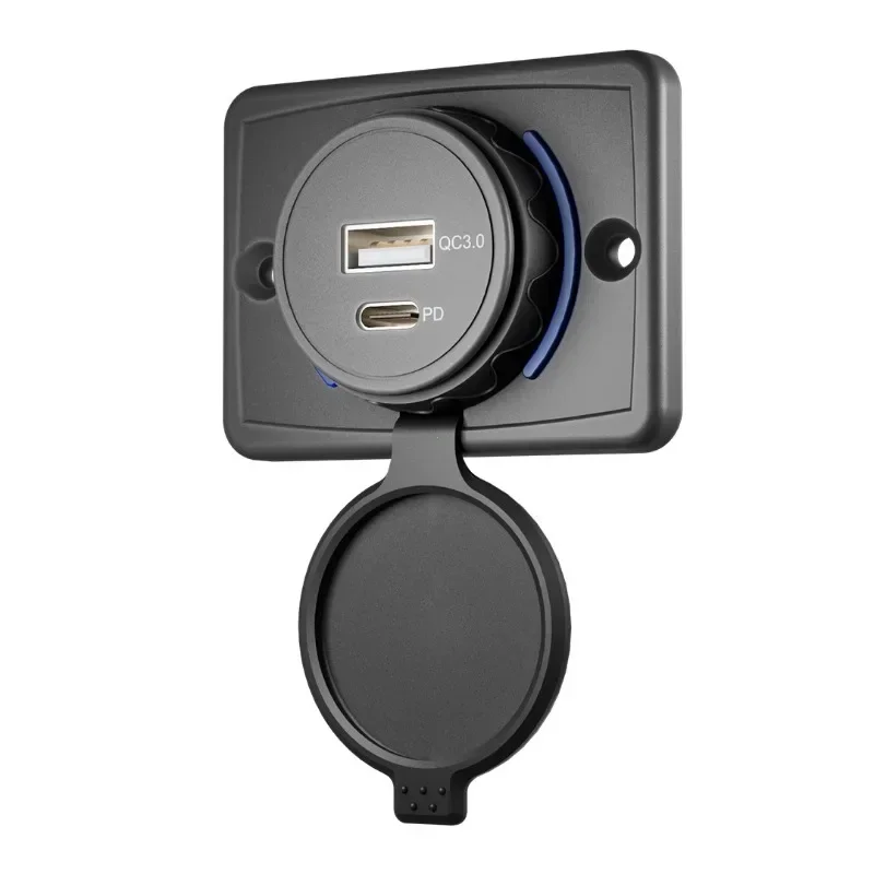 Akozon 12-24V Presa di Ricarica Rapida, 5V 3.1A Dual USB Caricatore Presa di Corrente Adattatore Cellulare Supporto di Ricarica per Auto ATV UTV Camper Caravan(Guscio Nero Ovale Verde