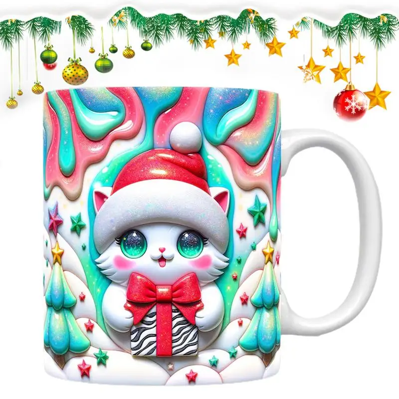 3D Christmas Cat Ceramic Mug 4