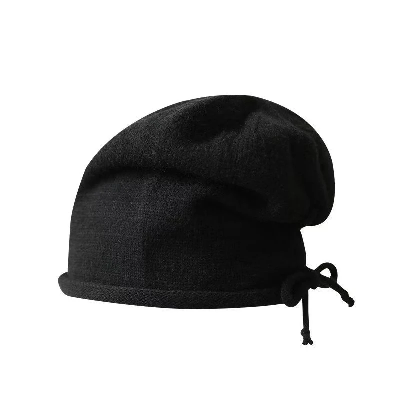 Warm Knitted Baggy Beanie Hat Women Men Drawstring Kpop Slouchy Wool Cap Winter Spring Soft Skullcaps Outdoor Windproof Bonnet 5