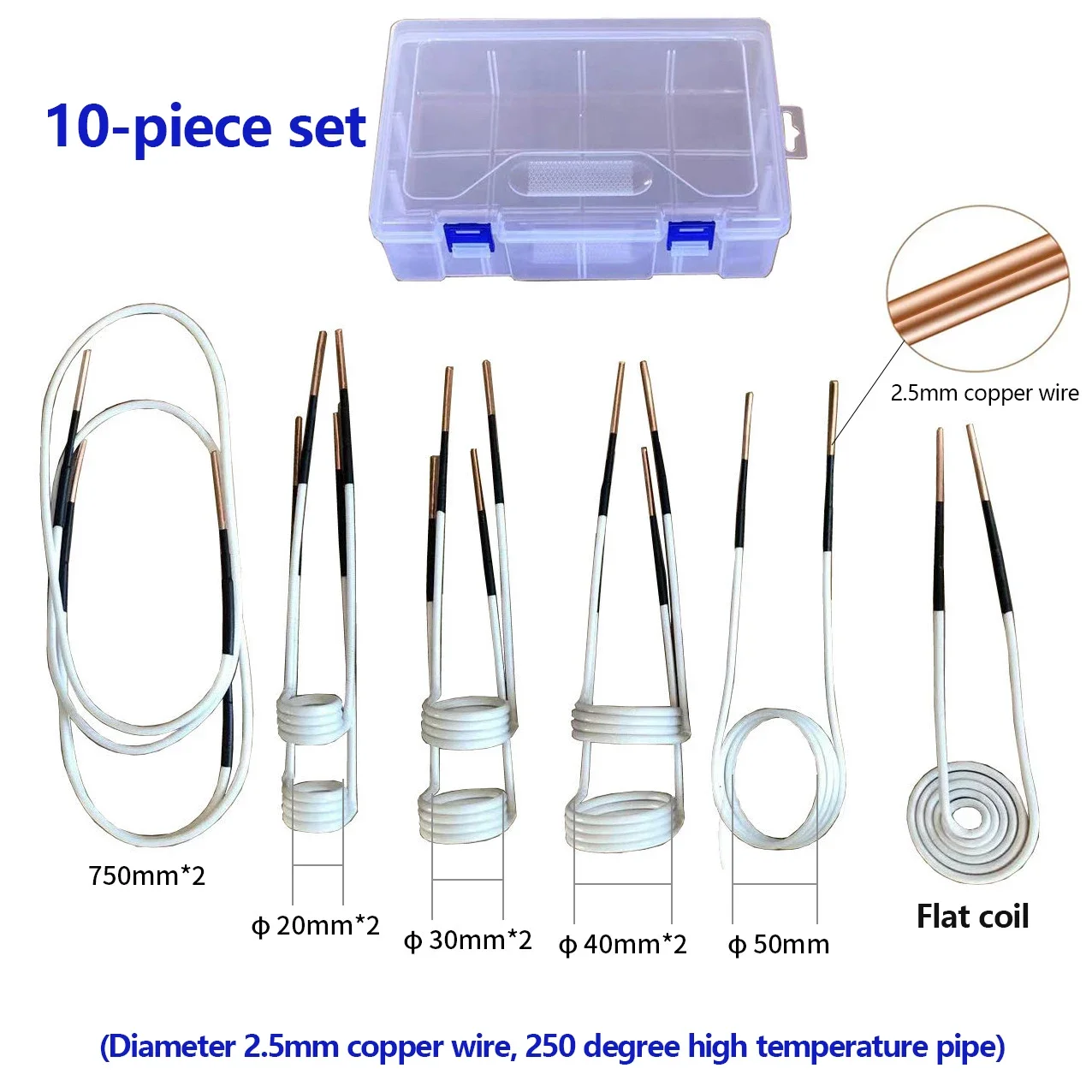 2.5mm Copper Wire 250° Heat Induction Heater Coil Kit for Magnetic Induction Hea