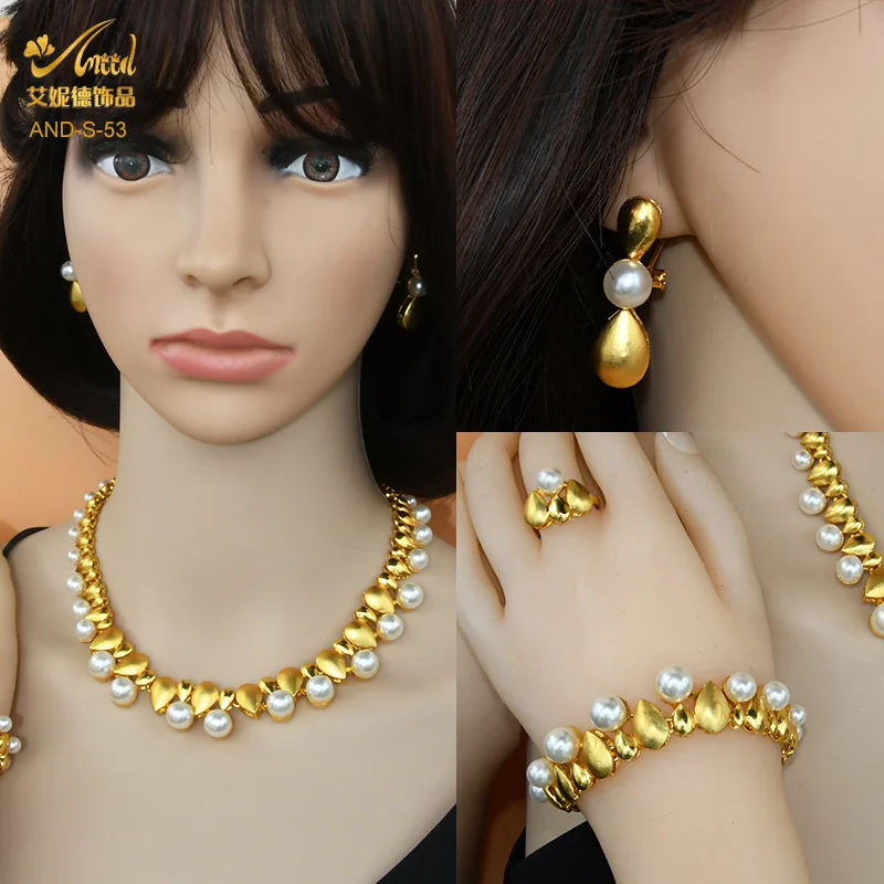 Zircon Pearl Gentle Bridal Set Women's 24K Gold AU999 - Smooth chain, round pearls, skin-friendly comfort 2