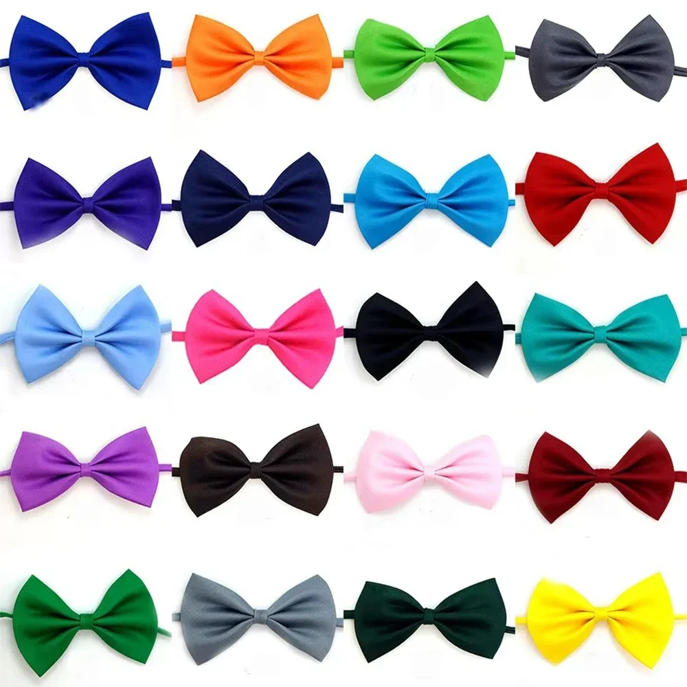 50PCS Bulk Dog Bowtie Small Dog Puppy Neckties Solid  Adjustable Bow Tie For Large DogsTies Elastic Dand Pet  Accessories 3