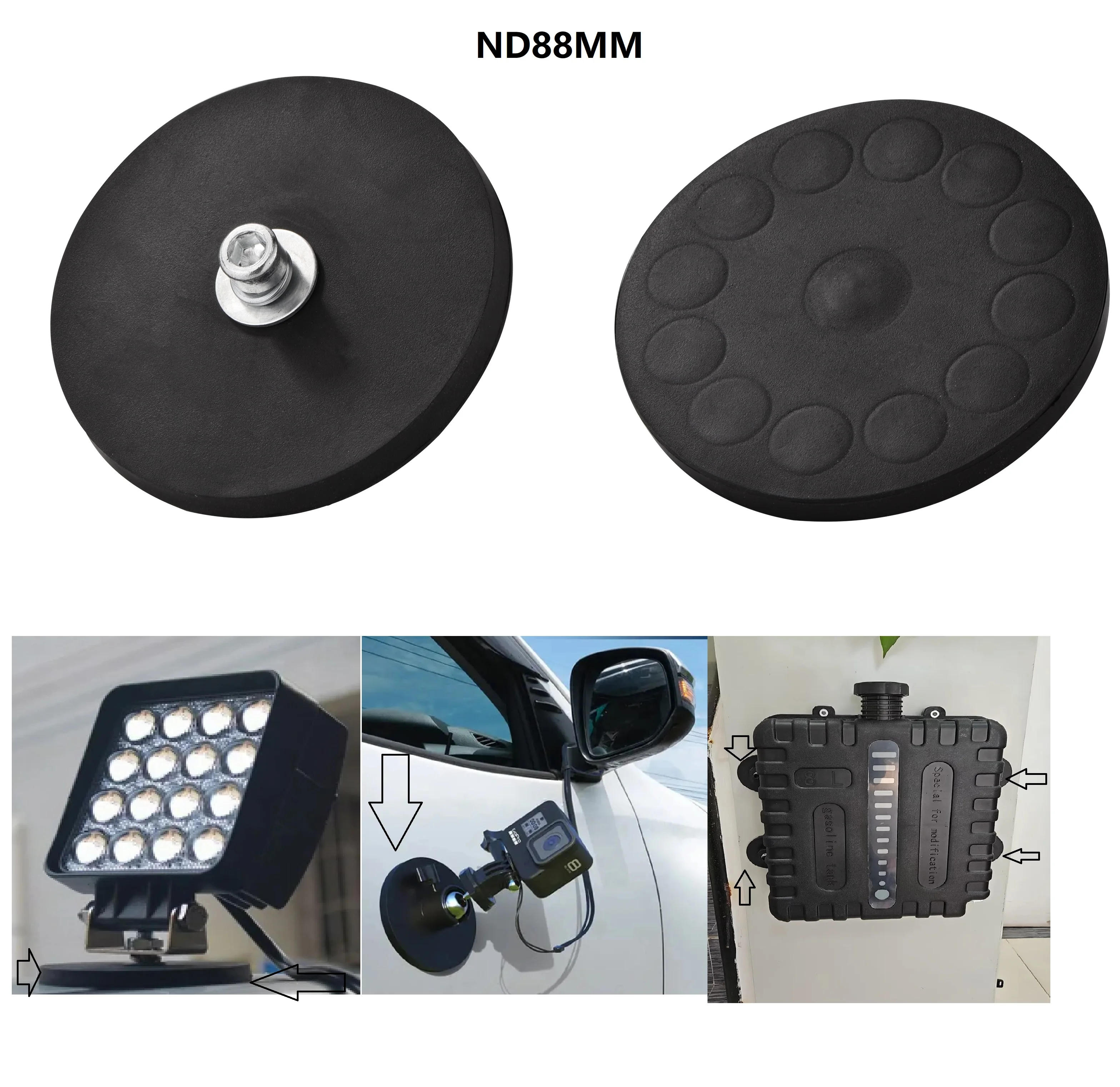 M6/M8 Internal Thread Magnetic Base Mount Bracket Clamp LED Work Light Bar Holder SUV Offroad 2PCS 43mm/66mm/88mm