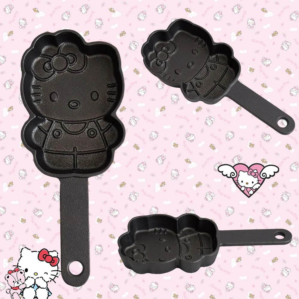 

Hello Kitty Frying Pan Mini Kawaii Cartoon Pattern Fried Eggs Cast Iron Muffin Breakfast Cooking Anime Sanriod Lovely Girls Gift