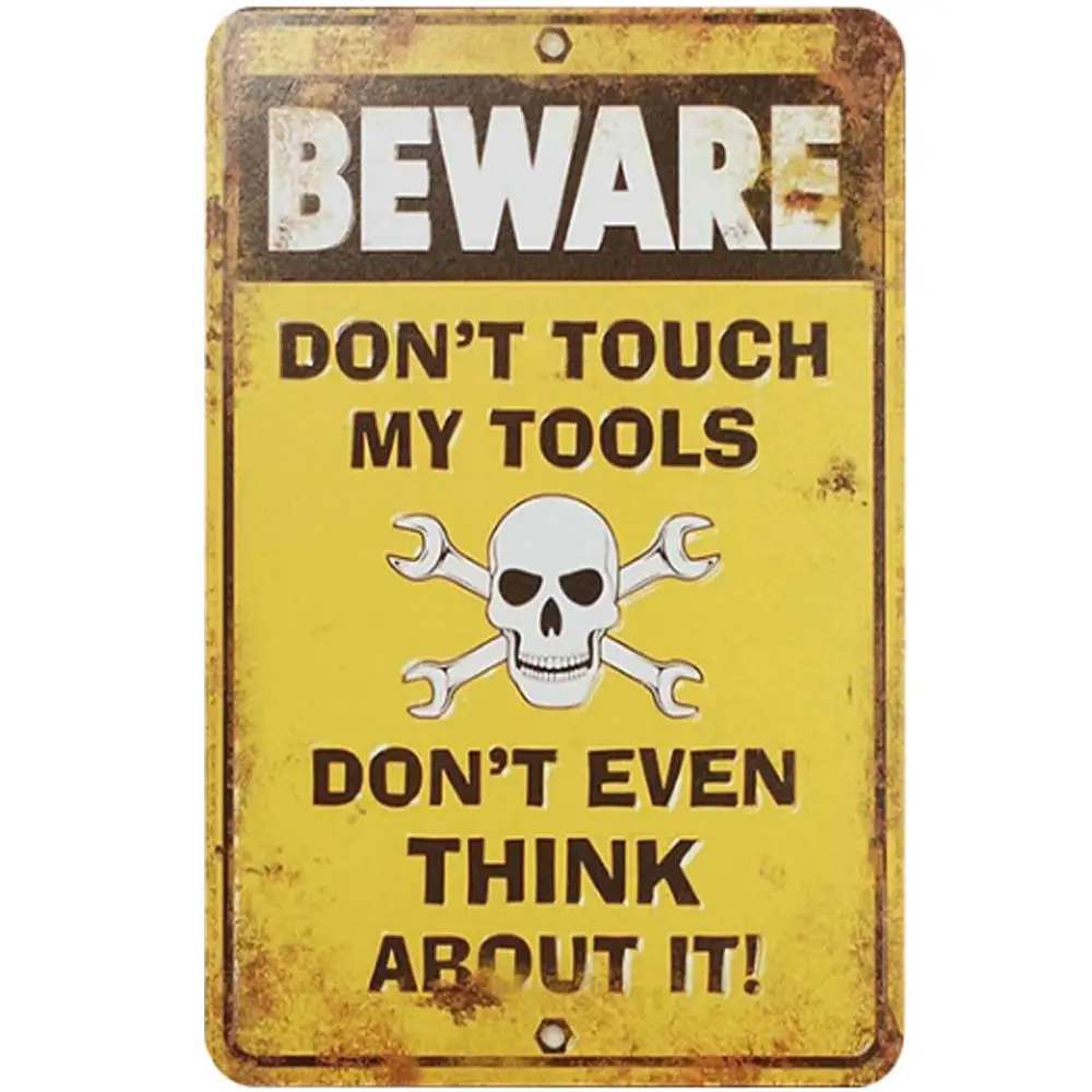

Retro Design Don't Tough My Tools Tin Metal Signs Wall Art | Thick Tinplate Print Poster Wall Decoration for Garage