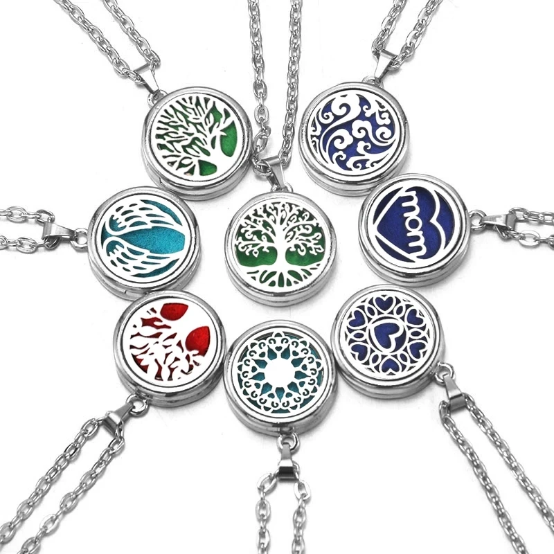 Tree of Life Aromatherapy Necklace Perfume Essential Oil Diffuser Alloy ...