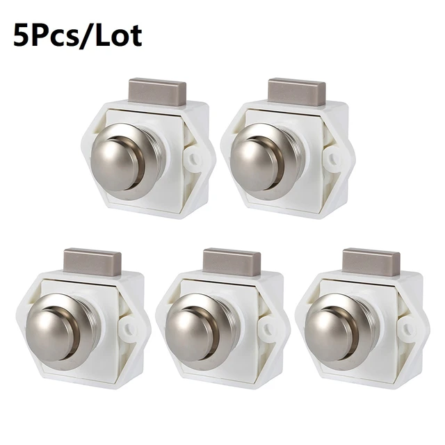 5 Pcs Bouton Poussoir Loquet sans Clé, Serrure de Porte Meuble