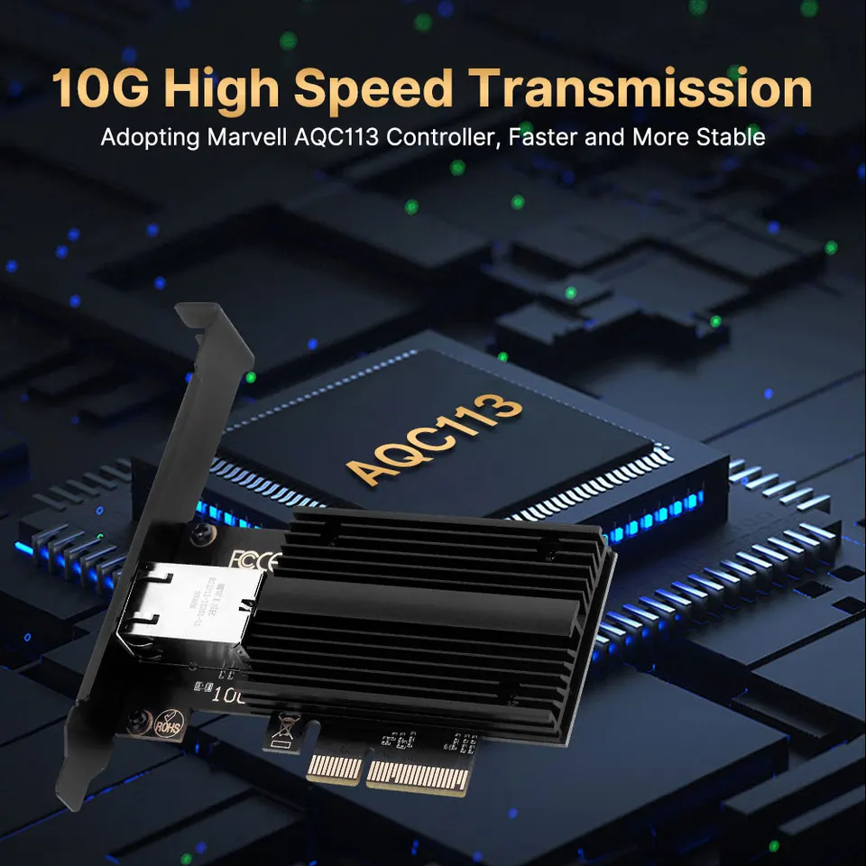 ネットワークカードpcie-rj45 marvell aqc113c, 10gbps/5gbps/2.5gbps