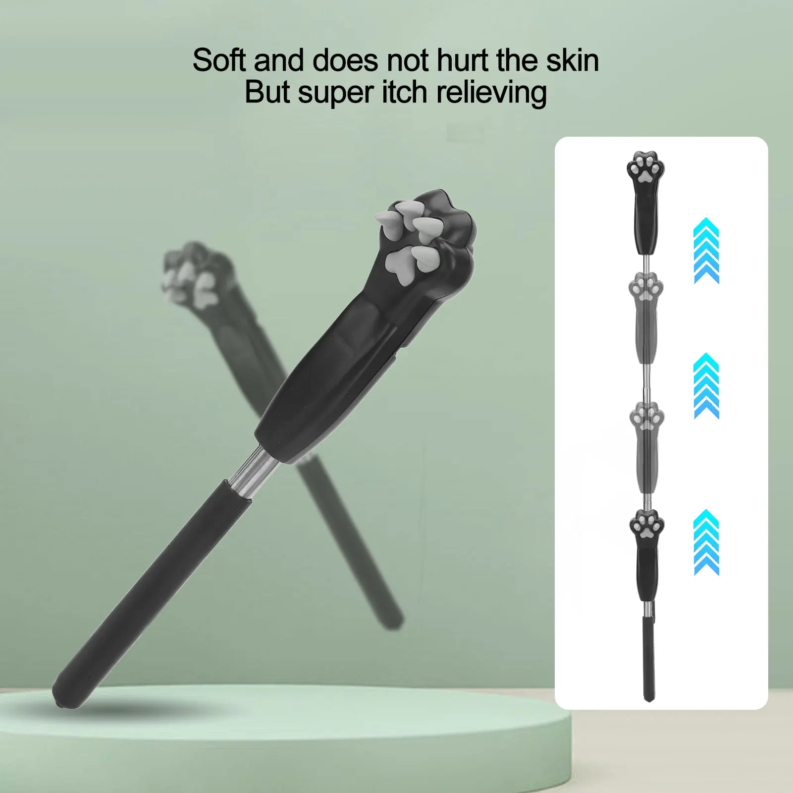 1pcs Stainless steel back scratcher retractable silicone cute cat claw back scratcher retractable massage relaxation tool